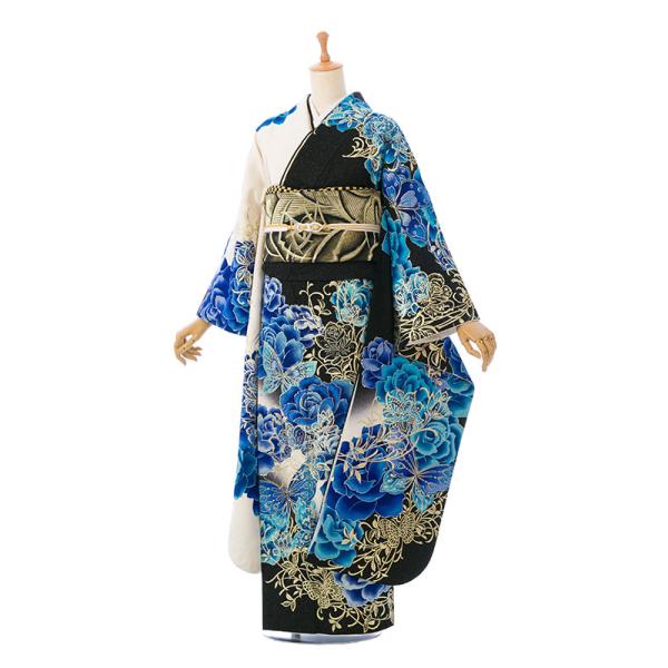 2〜12月】正絹振袖|着物レンタル|155〜168cm|振袖フルセット(ブルー系