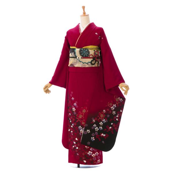 白地に赤 正絹振袖 全て揃ったフルセット 一蔵 トールサイズ 白地に赤 正絹振袖 全て揃ったフルセット 一蔵 トールサイズ