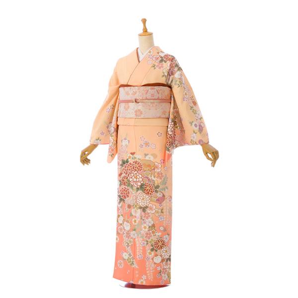 レンタル着物|訪問着|153〜165cm|訪問着フルセット(オレンジ系)|訪問着