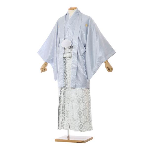 成人式・卒業式　男性袴フルセットレンタル■対応身長　165〜170cm前後■標準ウエスト　60〜100cmまで■サイズ　（約）羽織・着丈:約91 裄丈:約73 袖丈:約53.5 袴丈:約90.5（cm）■色柄　羽織/着物:グレー紋付|袴:銀...