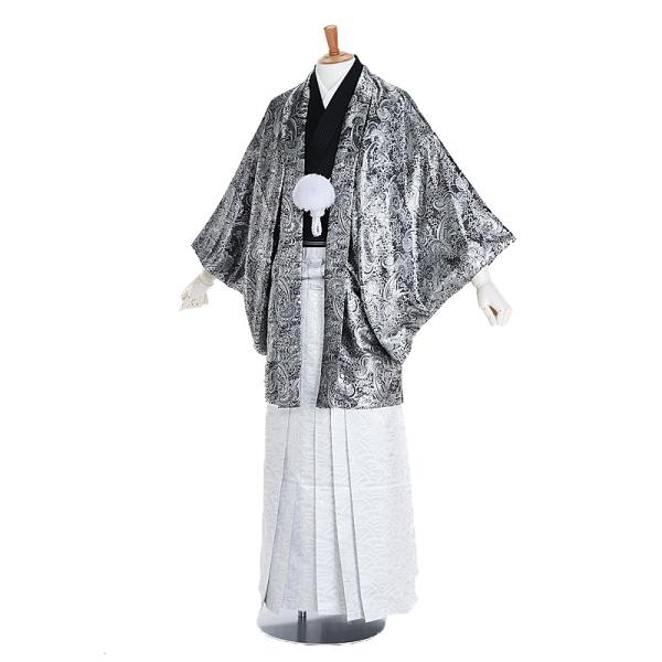 成人式・卒業式　男性袴フルセットレンタル■対応身長　170〜175cm前後■標準ウエスト　60〜100cmまで■サイズ　（約）羽織・着丈:約91 裄丈:約73 袖丈:約53 袴丈:約93（cm）　　　　　　紋なし男性袴■色柄　羽織/着物:黒...