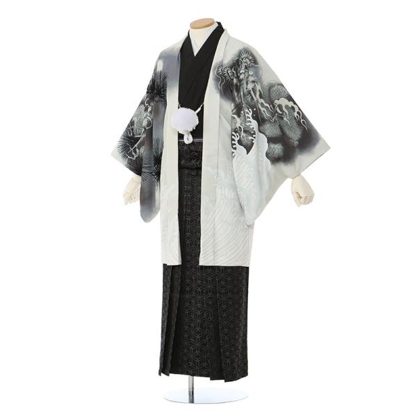 成人式・卒業式　男性袴フルセットレンタル■対応身長　170〜175cm前後■標準ウエスト　60〜100cmまで■サイズ　（約）羽織・着丈:約96 裄丈:約74 袖丈:約53 袴丈:約93（cm）　　　　　　紋なし男性袴■色柄　羽織/着物:白...