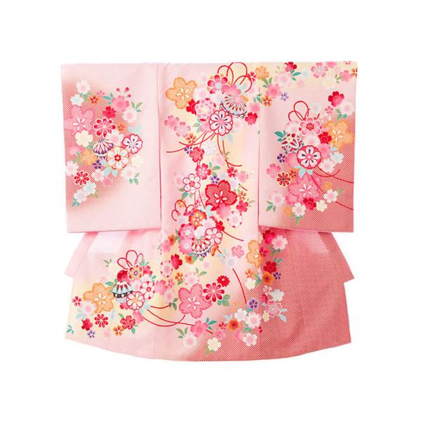 〔産着レンタル〕フルセット■色/柄　  ピンクぼかし 鹿の子絞り調 花薬玉に鞠■生地　　表地：化繊　裏地：化繊■付属品　　着物＋長襦袢、帽子、よだれかけ、お守り簡単な着せ方のマニュアル※小物類の色柄形は、e-きものレンタルスタッフがコーディ...