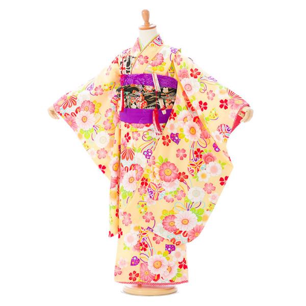 E 7 004 式部浪漫 スイートコレクションイエロー地 桜 くす玉 7歳 女の子 七五三 着物 七五三フルセット付 簡単な着せ方マニュアル付 お揃い Hap7004 E きものレンタル Yahoo 店 通販 Yahoo ショッピング