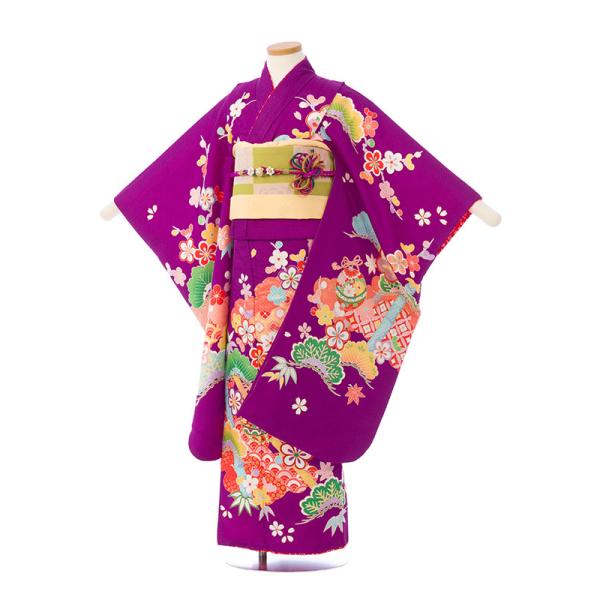 レンタル着物|7歳女の子|花うさぎ|110〜120cm|七五三着物レンタルフル