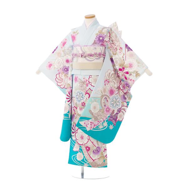 レンタル着物|7歳女の子|Shinako Collection|115〜125cm|七五三着物レンタルフルセット(水色系)|女の子(七歳) HAP7404
