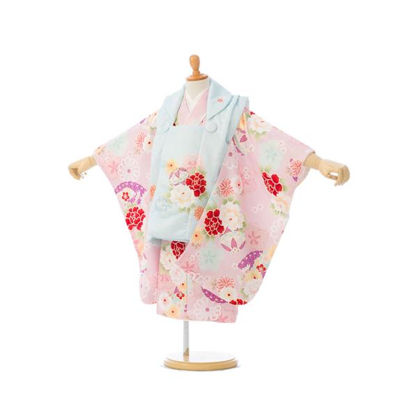 被布セット|花うさぎ|90〜100cm|七五三着物3歳|女の子(被布)フルセット
