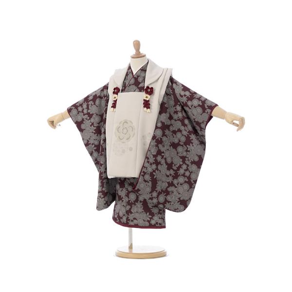被布セット|90〜100cm|七五三着物3歳|女の子(被布)フルセット(茶系