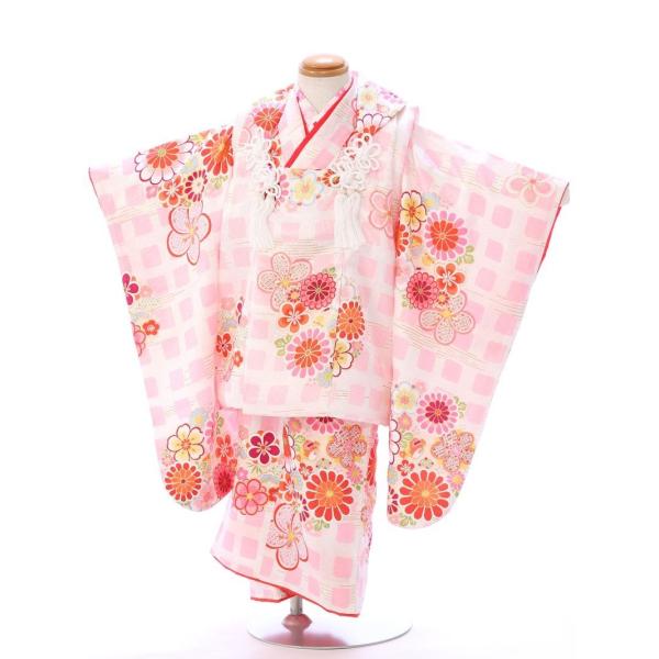 ３歳用着物（七五三） 花柄 正絹 ピンク 753 着物 3歳 七五三 3歳 753 着物｜正絹のしなやかな生地感に
