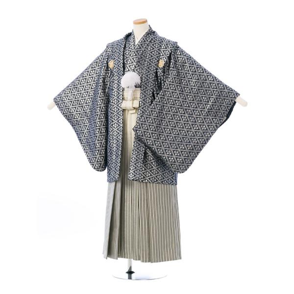 ☆ジュニア袴　レンタル☆卒業の晴れの日には紋付き袴姿で、思い出に残る1日に!!■対応身長:150〜155cm(約)羽織・着丈:80 裄:66 袴丈:84(cm)※肩上げ済■色・柄羽織:紺銀　武田菱　金刺繍紋着物:紺銀　武田菱　金刺繍紋袴:白...