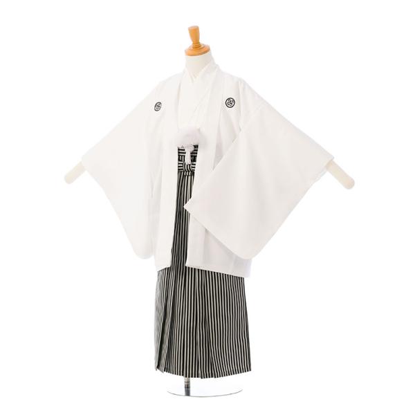 小学生　袴レンタル　男の子ジュニア袴　フルセット人気の白紋付き十三参り、1/2成人式、家族写真の撮影、イベントなどにどうぞ!■対応身長:150〜155cm（約）羽織・着丈81 裄:66 袖丈:56 袴丈:85(cm)※肩上げ無し■色・柄羽織...