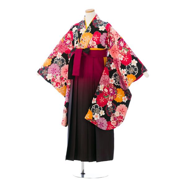 袴レンタル|小学生専用|卒業式|143〜148cm|卒業袴セット(黒系)|女の子
