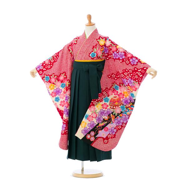 袴セット　卒園式 卒園袴|110〜120cm|卒園式袴レンタルフルセット(赤系)|女の子(卒