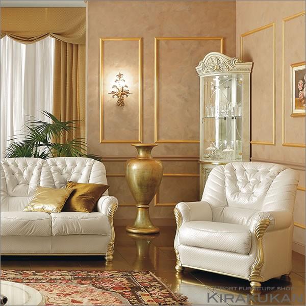 送料無料 アームソファ ヨーロッパ家具 イタリア家具 輸入家具 雑貨の専門店 輸入家具 クラシック家具 ヨーロッパ家具 アンティーク家具 レオナルド 1人掛けソファ 輸入家具 雑貨の専門店 E木楽館 アンティーク家具 ロココ調家具