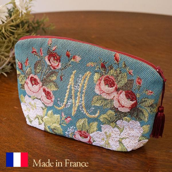 フランス製 おしゃれポーチ バラ柄 M 小物入れ メール便 フランス製 化粧ポーチ インテリア 雑貨 アンティーク おしゃれ インテリア 雑貨 アンティーク