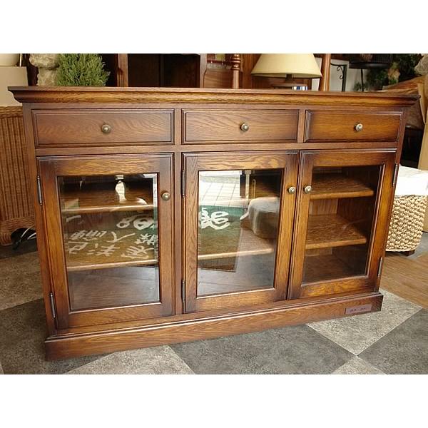 北海道家具 ポエム サイドボード 120 ガラス扉 オーク家具 おしゃれ