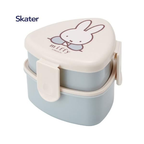 三角おにぎりランチボックス 2段 ミッフィー ONWT1AG スケーター Skater [4973307682520] くっつかない加工 内蓋収納フォーク付き 食べ終われば1段に