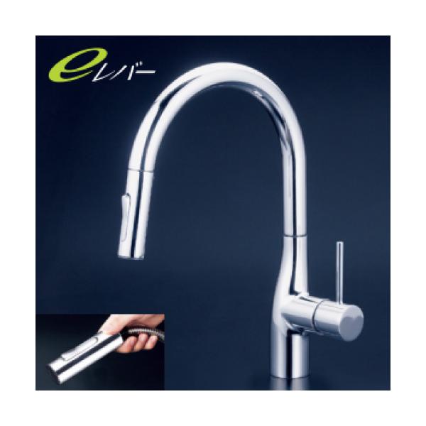 KVK シングルシャワー付混合栓(eレバー) [KM6061EC] 水栓金具