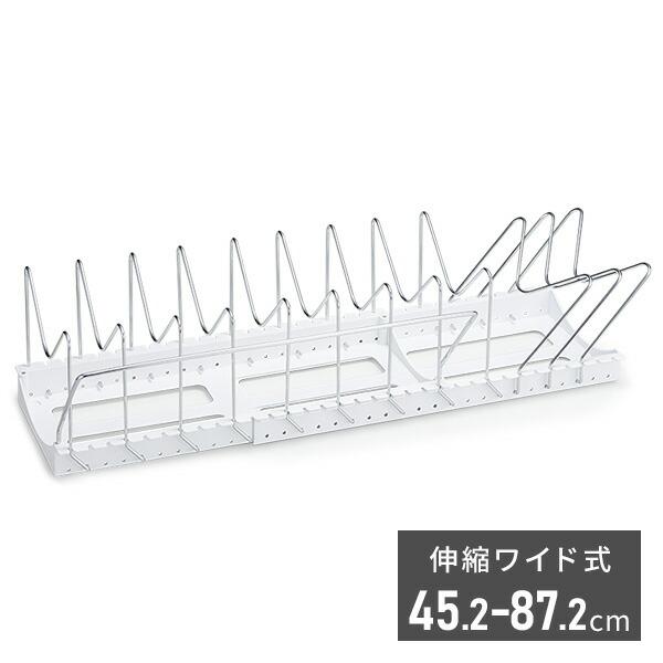 【送料無料】伸晃 ベルカ フライパンスタンド 鍋蓋スタンド フライパン 蓋 収納伸縮ワイド式 45.2-87.2cm PFN-NL ホワイト本体サイズ幅45.2-87.2×奥行26.2×高さ17.4cm 重量1.25kg材質固定プレート・可...