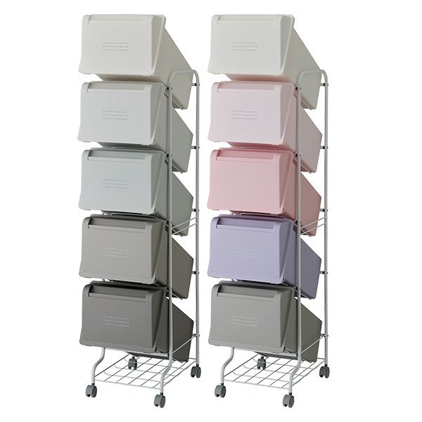 中古　ゴミ箱 分別 縦型 21L×5段 キャスター付きコンテナスタイル5 ダストボックス 5分別 ペールワゴン RISU（リス） ゴミ箱 分別 縦型 21L×5段 キャスター付きコンテナ