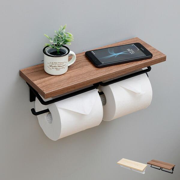 山善（YAMAZEN） トイレットペーパーホルダー ダブル 二連式 予備 天板