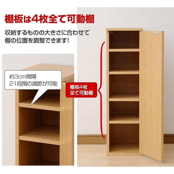 カラーボックス 扉付き (幅25 奥行29 高さ90) 5段 CTR9025D(LBR) ライトブラウン 本棚 収納棚 スリムラック 扉付き