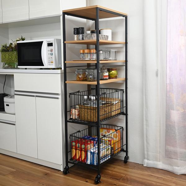 木製 キッチンワゴン アイアン キャスター付 アウトレット家具 送料無料】 ヨーロッパ風 ロートアイアン 家具 キッチンワゴン