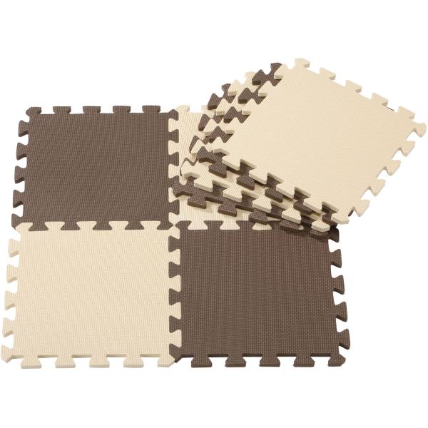 ジョイントマット JOINT MAT やわらかジョイントマット ポルト8枚組 チョコレート フロアマット ラグ 10mm厚 カット自在 外して洗える 衝撃吸収 床面