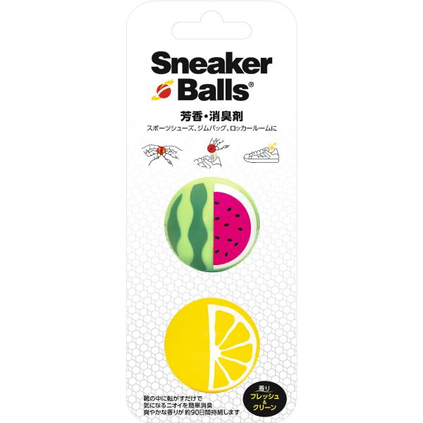スニ-カ-ボ-ル Sneaker Balls スニーカーボール フルーツ スイカ&amp;レモン 芳香剤 消臭剤 シューズ用 靴用 シューケア 部活 クラブ バッグ ロッカー 香り長持ち 玄関 靴箱  226912　フレッシュ&amp;クリ...
