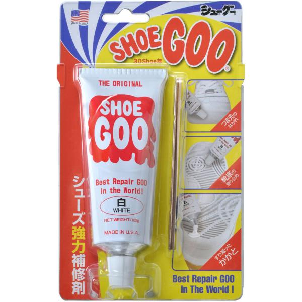 シューグー shoeGOO シューグー 白  擦り減った靴底の修理に、玄関マットのすべりどめに、用途は沢山   S310　アウトドア　シューグーはシューズの靴底や補強のみならずマットの滑り止めや接着剤としても使用できる万能ゴムです。