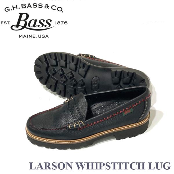 ジーエイチバス G.H.BASS ペニーローファー メンズ LARSON ステッチ ブラック BAZ2W408