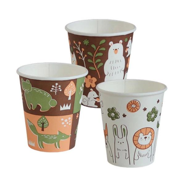 商品コード：20166711個あたり3.58円■3色アソートのアニマル柄デザインカップです。■こちらの紙コップは、HOT＆COLDどちらにもご使用頂けます。■紙コップを使用することにより、常に新しいコップをご使用頂けますので衛生状態の確保や...