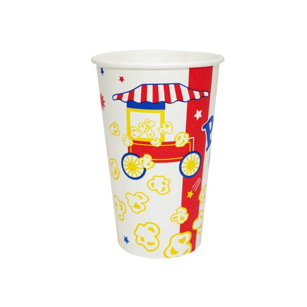 商品コード：2093112 １個あたり15.03円 ■ポップコーン用にデザインをしたmiyacoオリジナルデザイン紙コップです。 ■底と内側にしっかりとポリコーティングをしておりますので、ポップコーンなど油分のあるものにも安心してご利用頂け...