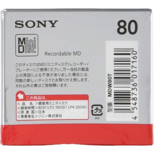 SONY �~�j�f�B�X�N MDW80T 10���Z�b�g 80�� MD �\�j�[ ���i�摜2
