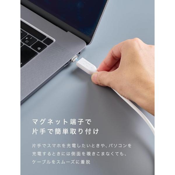 CIO �}�O�l�b�g�V���R���P�[�u�� USB-C 100W CIO-SLMG-CC1 ���΂ŒE�� IPX5�h���i1m, �z���C�g, �X�g���[�g�j ���i�摜2