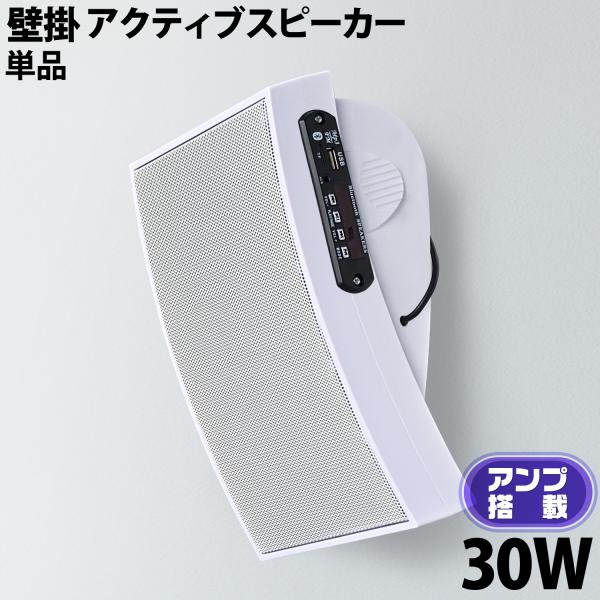 【 壁掛け アクティブ スピーカー 】 アンプ搭載 30W 1台 曲面スピーカー 壁に掛けられるからお部屋広々！  スピーカー コンパクト 小型 オーディオ