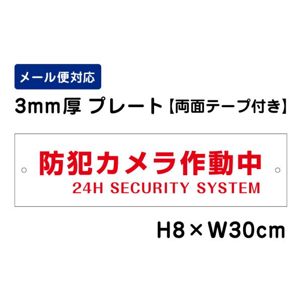 �w���ʃe�[�v�t���x�h�ƃJ�����쓮�� 24H SECURITY SYSTEM /H8×W30cm �v���[�g �Ŕv���[�g�i���֎~�@���ӏ���  ATT-001-r
