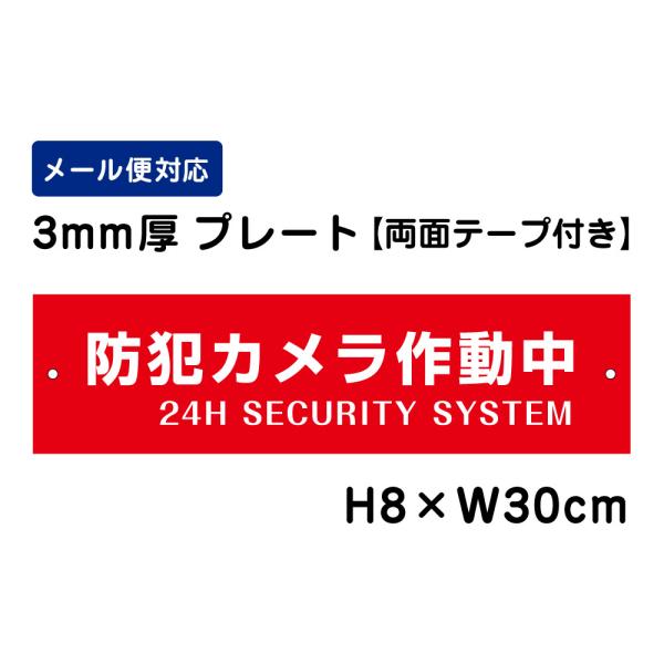 �w���ʃe�[�v�t���x �h�ƃJ�����쓮�� 24H SECURITY SYSTEM �i�Ԓn�j/H8×W30cm �v���[�g �Ŕv���[�g  �i���֎~  ATT-002-r