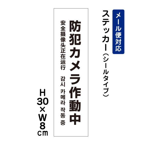 防犯カメラ作動中 24H SECURITY SYSTEM 外国語表記 /H30×W8cm ステッカー 看板進入禁止 注意書き 注意喚起 ATT-003stt