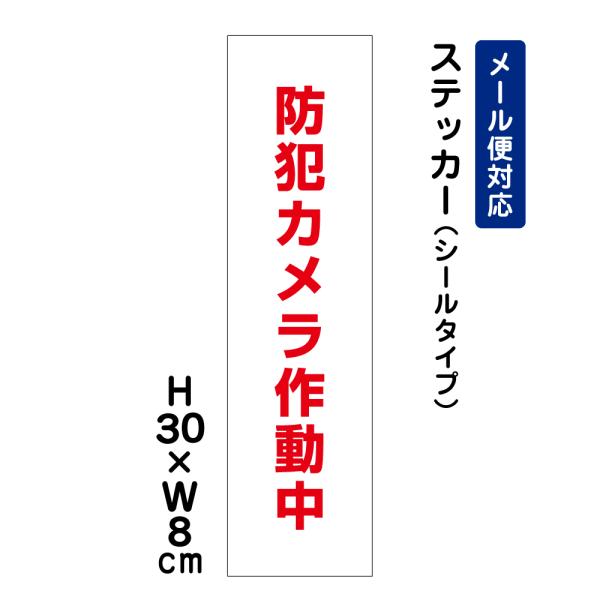 防犯カメラ作動中 /H30×W8cm ステッカー 看板注意喚起 防犯対策 進入禁止不法侵入 録画中 ATT-009stt