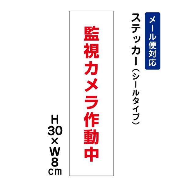 監視カメラ作動中 /H30×W8cm ステッカー 看板 注意喚起 防犯対策 進入禁止不法侵入 録画中 カメラ作動中 ATT-010stt