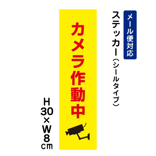 カメラ作動中 ピクト表示 /H30×W8cm ステッカー 看板 注意喚起 防犯対策 進入禁止 侵入防止 ATT-011stt