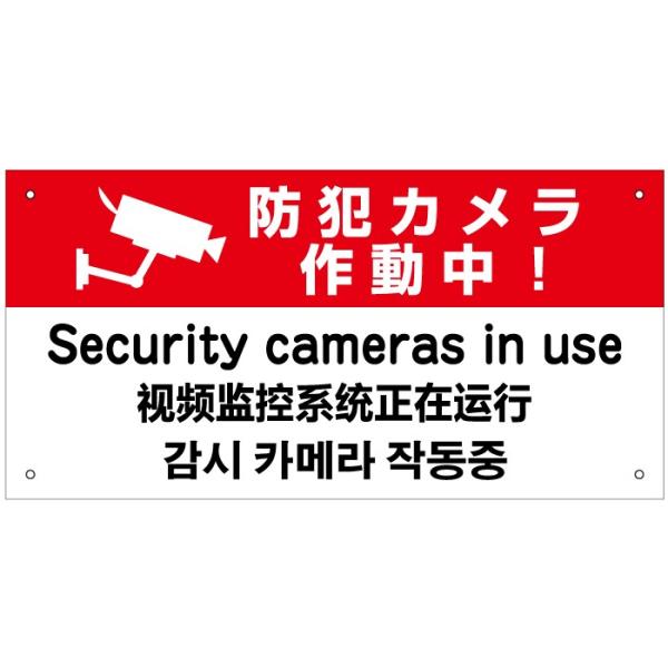 防犯カメラ作動中 外国語看板  英語 中国語 韓国語 H20×W40cmin-4