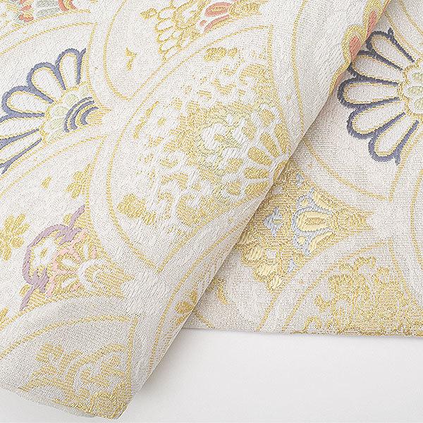 綴れ唐織 西陣織 老舗 丸勇織物 青海波 袋帯 白 : 帯専門店おびや