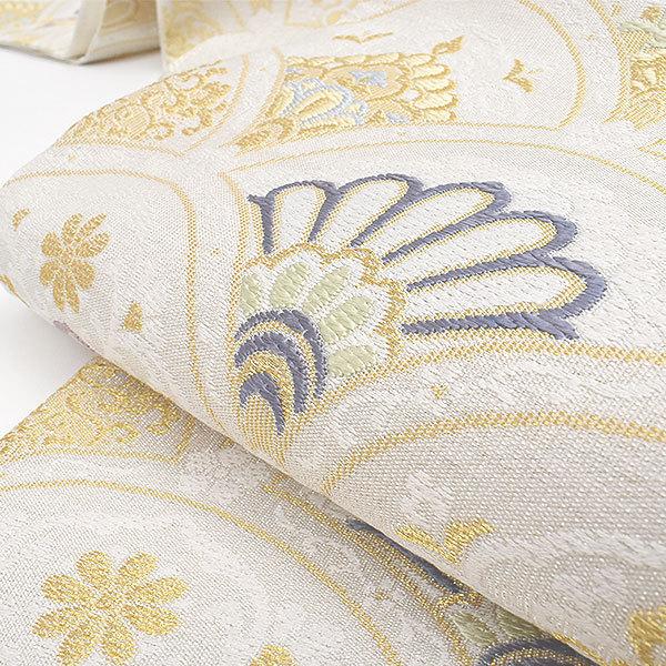 綴れ唐織 西陣織 老舗 丸勇織物 青海波 袋帯 白 : 帯専門店おびや