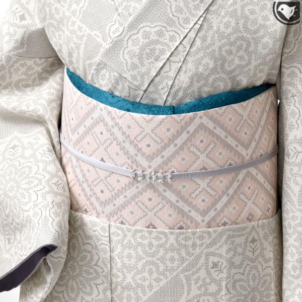 西陣織 名門 弥栄織物 謹製 菱花文様 八寸 名古屋帯 正絹 日本製 : 帯