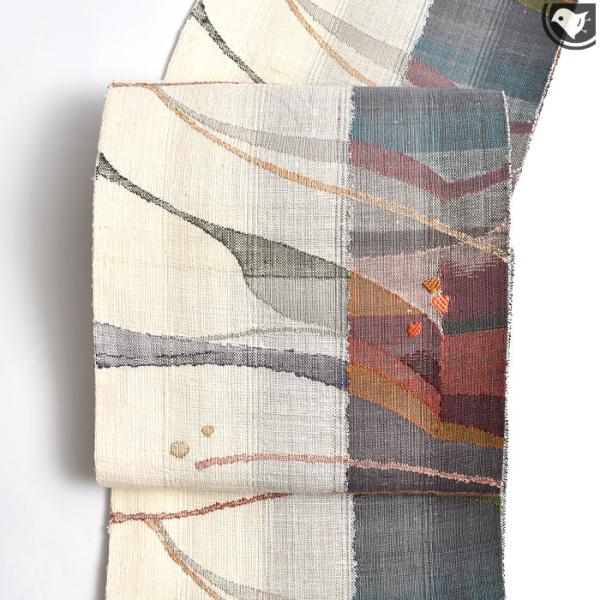 訳あり帯！)西陣織 老舗 渡文 謹製 手織り 真綿紬 八寸 名古屋帯 (お