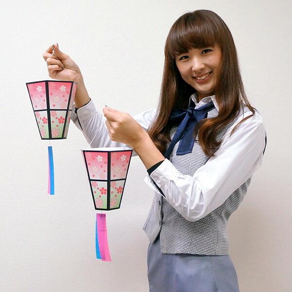 桜ボンボリ２個セット（紙製）　全長H30cm×W16cm / 飾り 装飾 ディスプレイ 春２点まで可 / メール便可