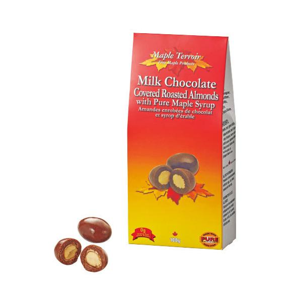 メープルシロップの甘さとマイルドなミルクチョコレート、アーモンドの組み合わせが絶妙。- 内容量：1箱：100g×3箱- 1箱サイズ：約19×9×4cm- 原産国：カナダ産- アレルギー特定原材料（※1）：乳　アーモンド　大豆 ※商品には国内...
