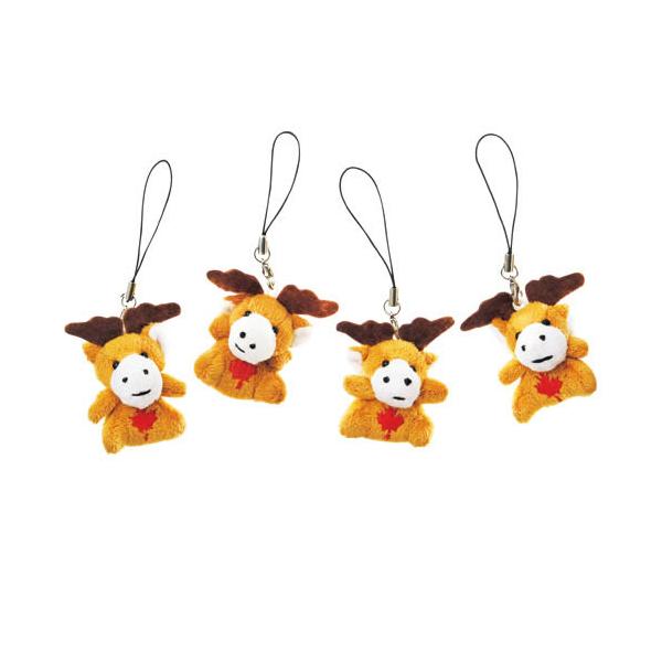 メープルリーフが刺しゅうされた、カナダの人気者トナカイのストラップ。- 1個サイズ：全長約11cm- 原産国：中国製- その他：ビニール袋入（個別包装あり）  ※商品には国内法により日本語の「輸入シール」が貼付されています。（一部の雑貨品を...